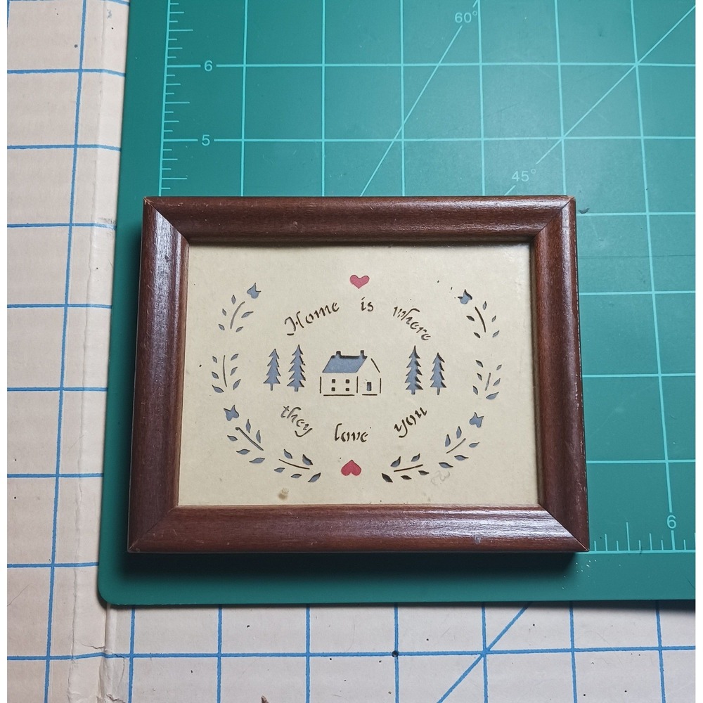 436. VTG Scherenschnitte Home is where they love you framed Wall art